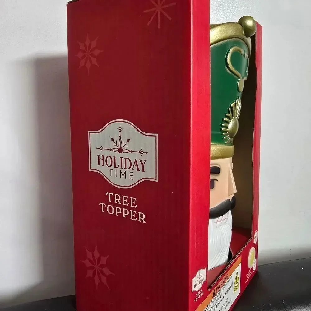 Holiday Time Lighted Blow Mold Nutcracker Tree Topper Battery Christmas Decor